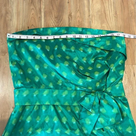 Kate Spade Kelly green strapless silk dress New York peacock way Kay 12 - Picture 10 of 14